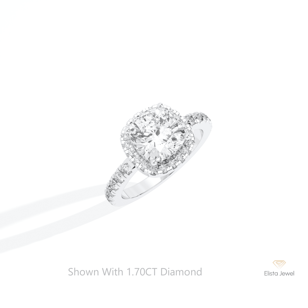Cushion Cut Halo Engagement Lab Grown Diamond Ring in 14K Rose Gold - Profile View