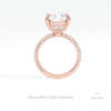 Cushion Cut Hidden Halo Wedding Lab Grown Diamond Ring in 10K Rose Gold - Angled View