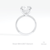Cushion Cut Hidden Halo Wedding Lab Grown Diamond Ring in 18K White Gold - Close-up View