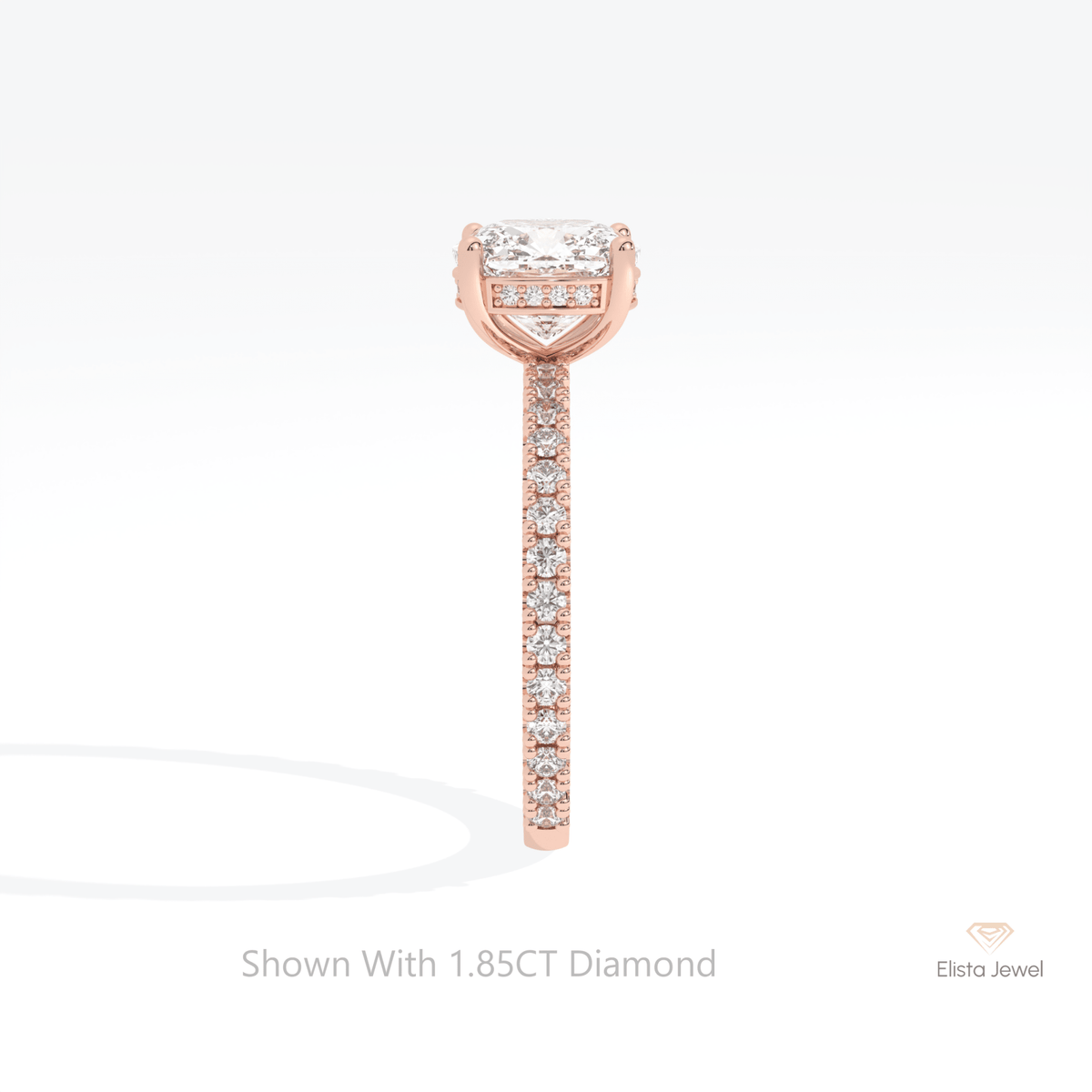 Cushion Cut Hidden Halo Wedding Lab Grown Diamond Ring - Additional View