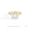 Cushion Cut Hidden Halo Wedding Lab Grown Diamond Ring in 18K Rose Gold - Ring on Hand View