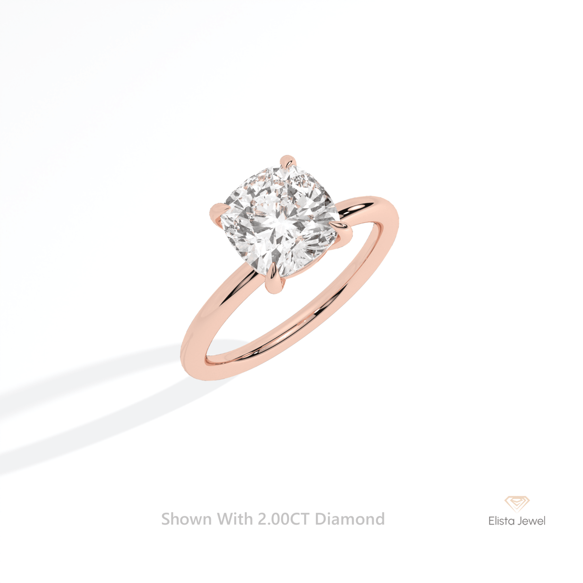 Cushion Cut Solitaire Engagement Lab Grown Diamond Ring in Platinum - Lifestyle View
