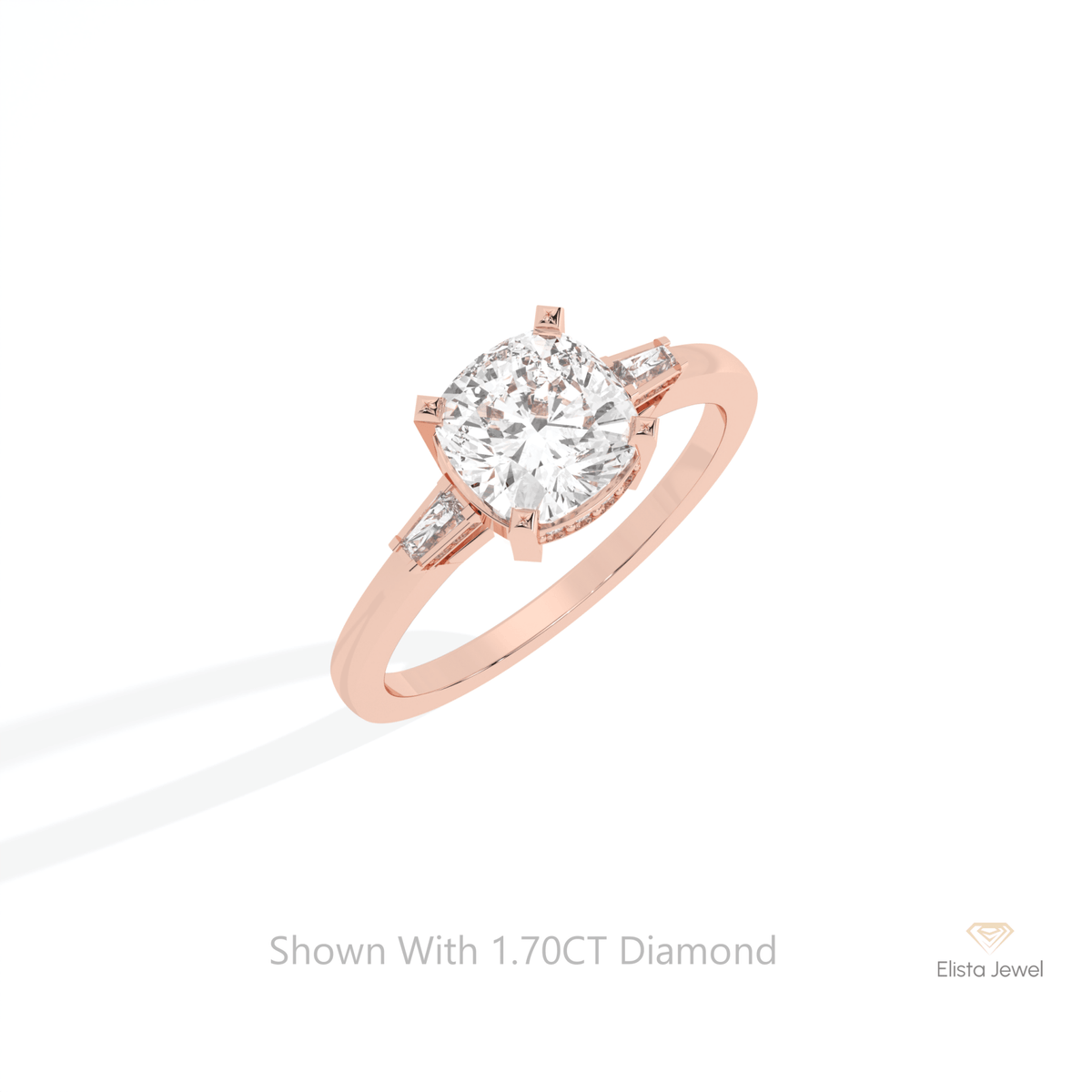 Cushion Cut Three Stone Wedding Lab Grown Diamond Ring in Platinum - Lifestyle View