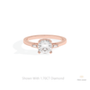 Cushion Cut Three Stone Wedding Lab Grown Diamond Ring in 18K Rose Gold - Ring on Hand View