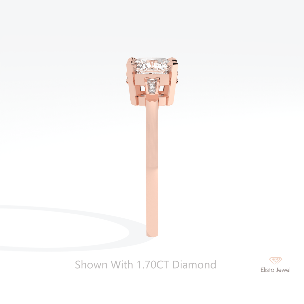 Cushion Cut Three Stone Wedding Lab Grown Diamond Ring - Additional View