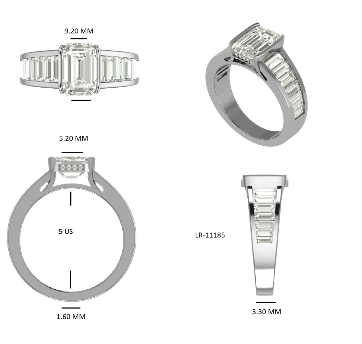 Custom order for John- 2Ct Emerald Cut Lab Grown Diamond Engagement Ring In 14K Solid White Gold by ElistaJewel.