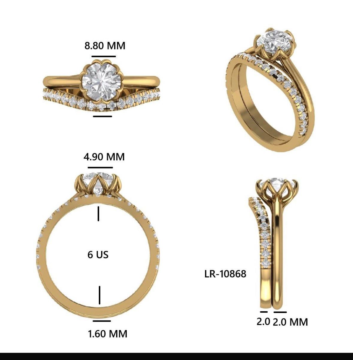 Custom order for Paritosh - 18K Yellow Gold Curved Pave Stacking Band