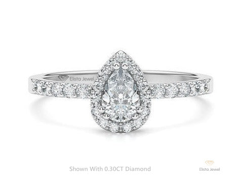 Pear Cut Halo Accent Engagement Ring