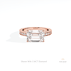 East West Emerald Cut Accent Lab Grown Diamond Ring in 18K Rose Gold - Ring on Hand View