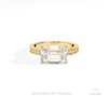 East West Emerald Cut Accent Lab Grown Diamond Ring in 10K White Gold - Front View