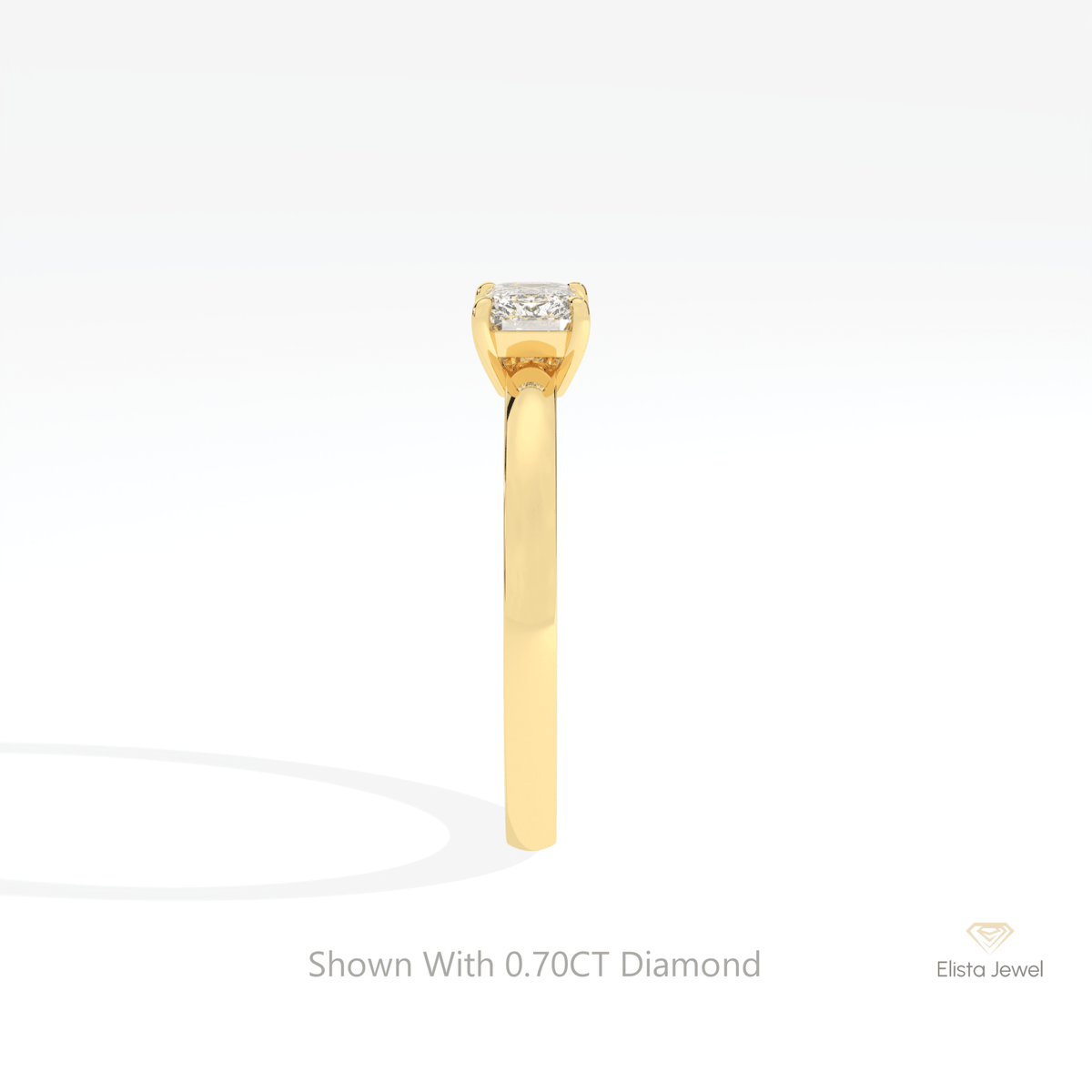 East West Emerald Cut Solitaire Lab Grown Diamond Ring in 14K White Gold - Top View