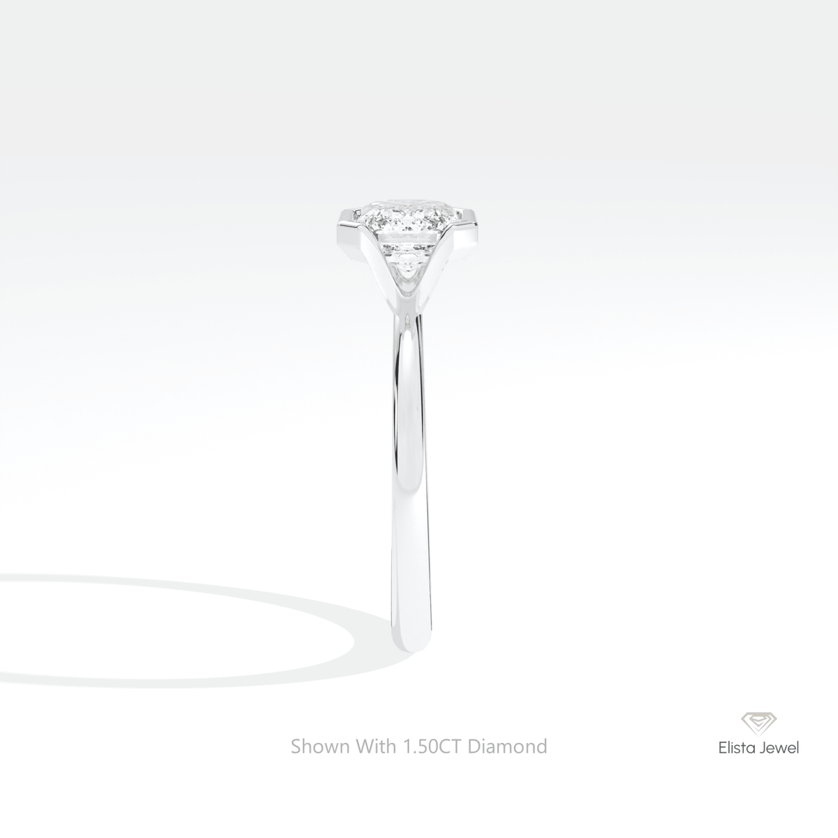 East West Emerald Cut Solitaire Lab Grown Diamond Ring - Alternative View