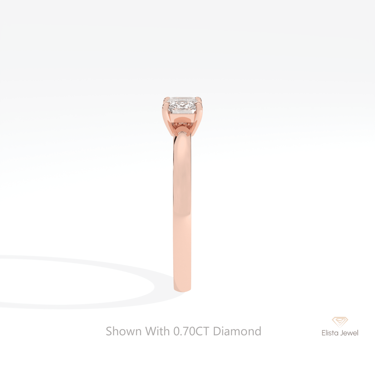 East West Emerald Cut Solitaire Lab Grown Diamond Ring - Additional View