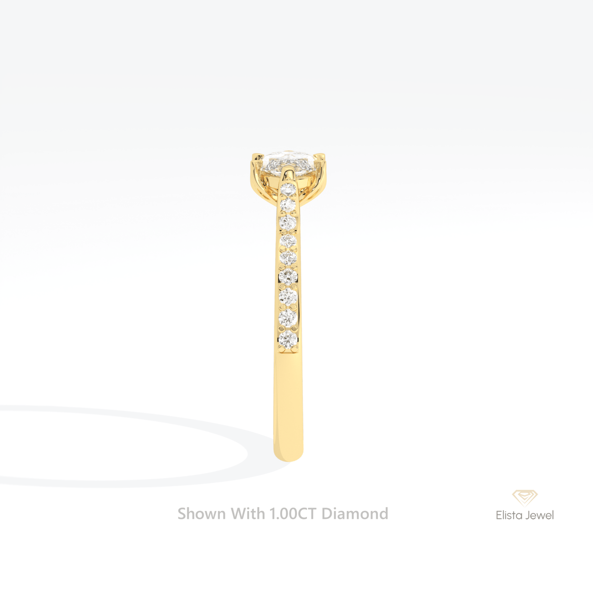 East West Marquise Cut Accent Wedding Lab Grown Diamond Ring in 14K White Gold - Top View