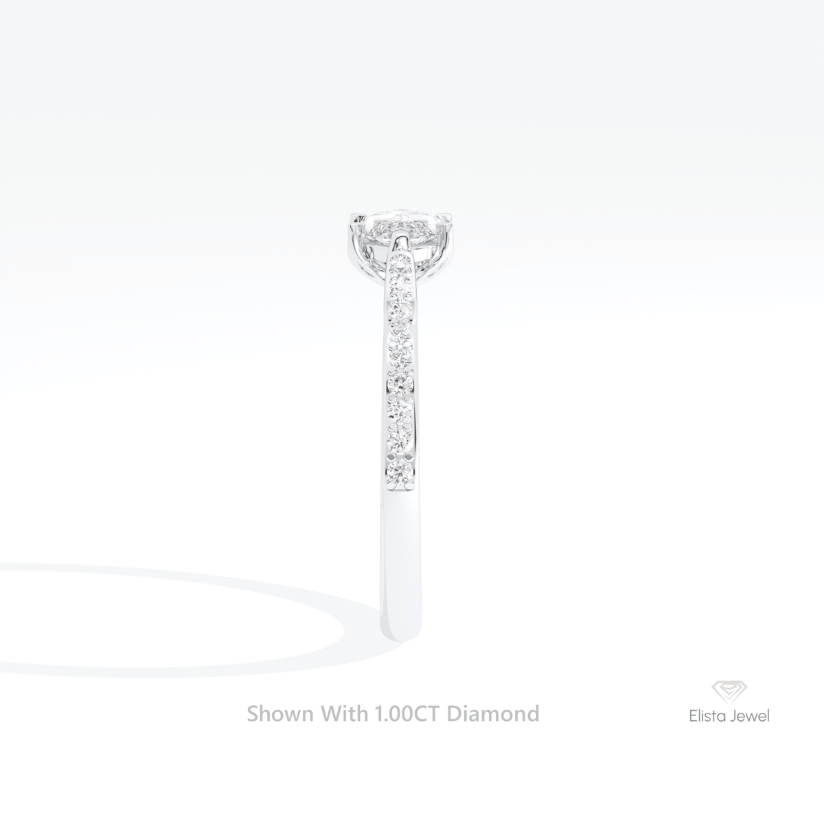 East West Marquise Cut Accent Wedding Lab Grown Diamond Ring in 18K Yellow Gold - Perspective View