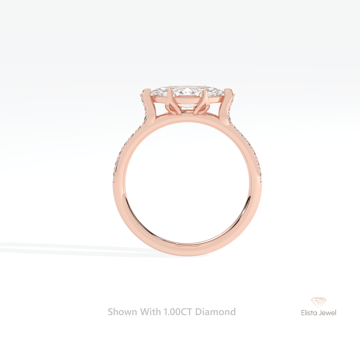 East West Marquise Cut Accent Wedding Lab Grown Diamond Ring - Alternative View
