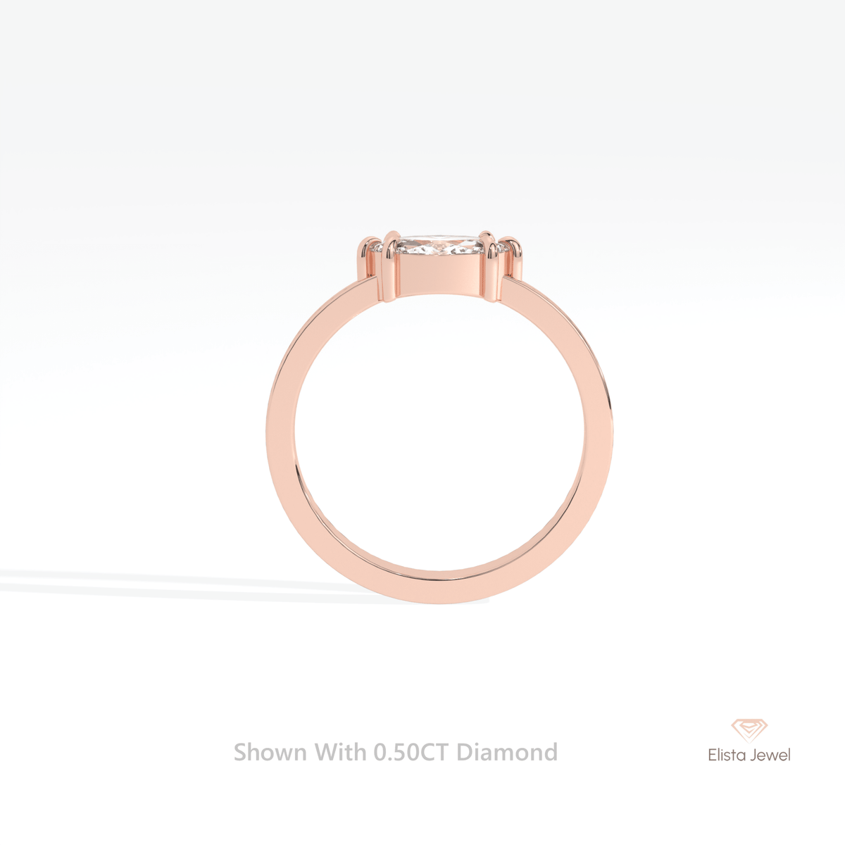 East West Marquise Cut Solitaire Lab Grown Diamond Ring - Alternative View