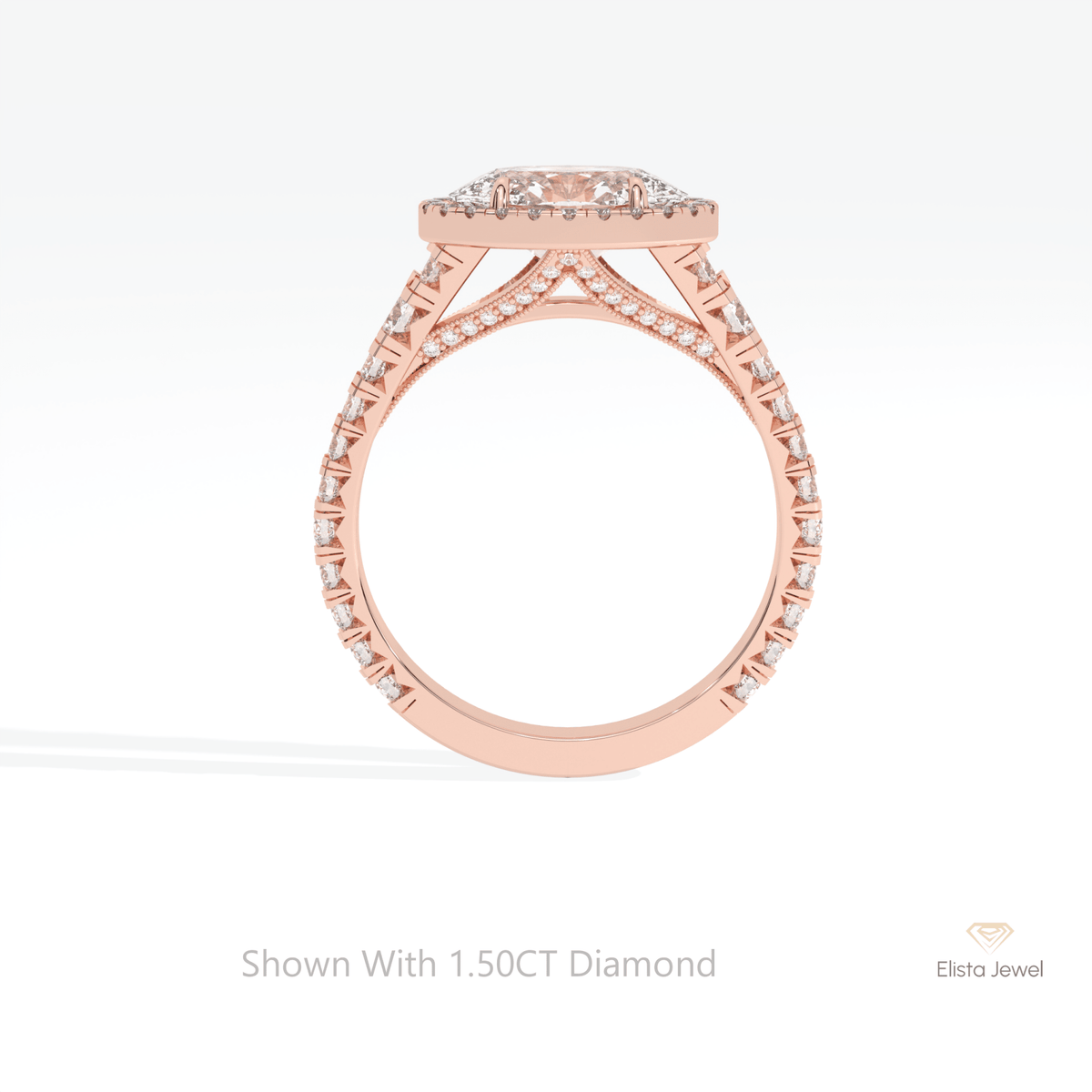 East West Oval Cut Halo Wedding Lab Grown Diamond Ring - Alternative View