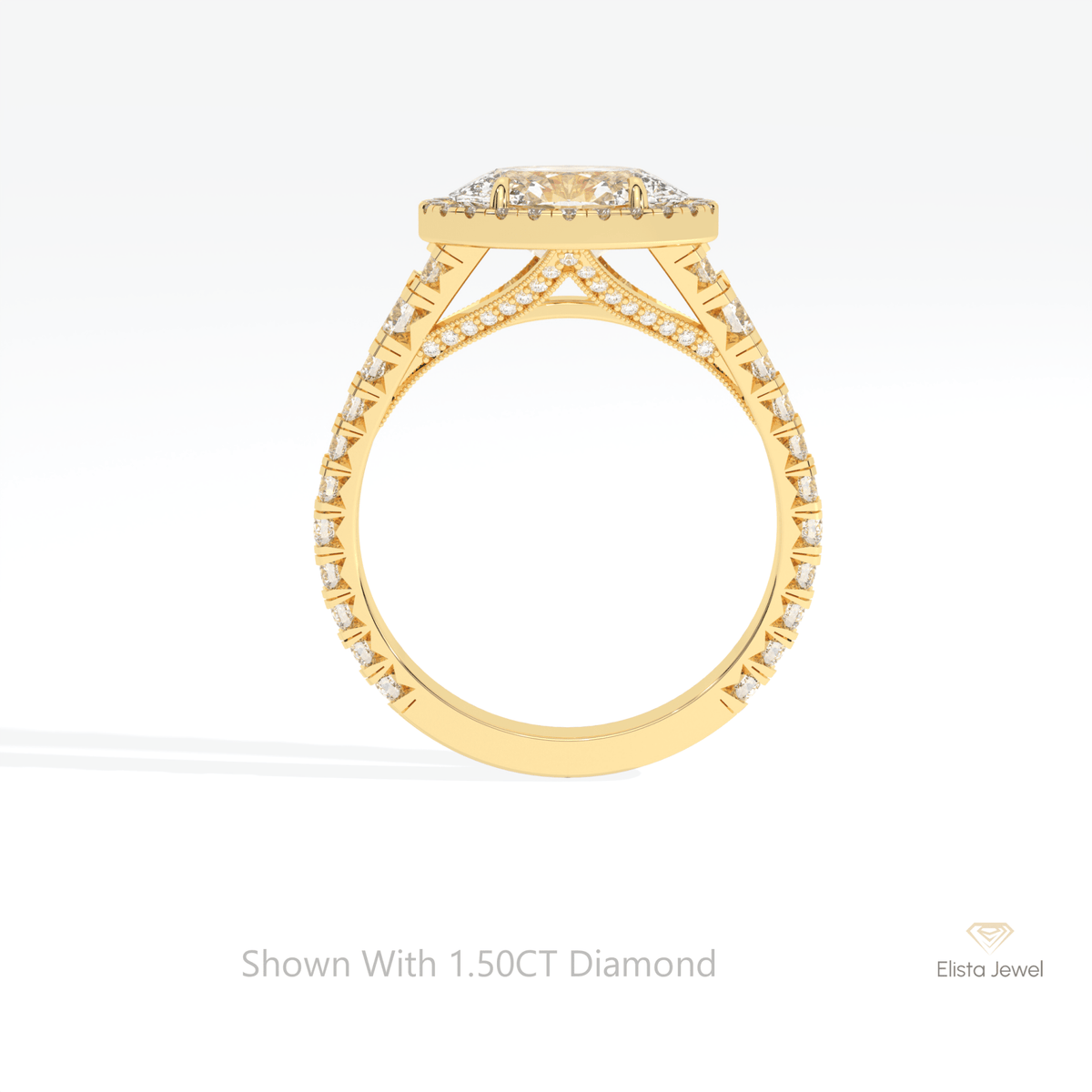 East West Oval Cut Halo Wedding Lab Grown Diamond Ring in 10K Rose Gold - Angled View