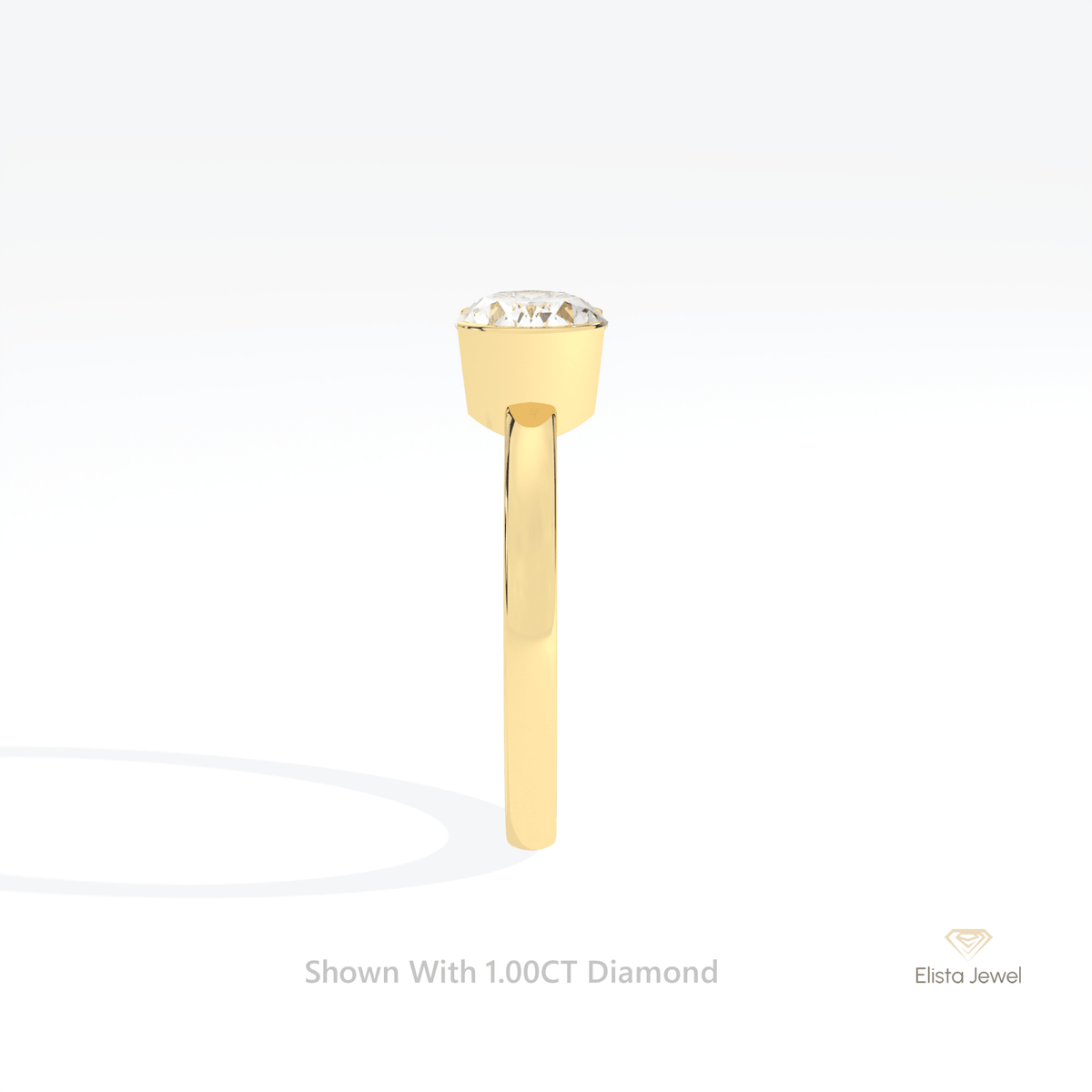 East West Oval Cut Solitaire Semi Bezel Lab Grown Diamond Ring in 14K White Gold - Top View