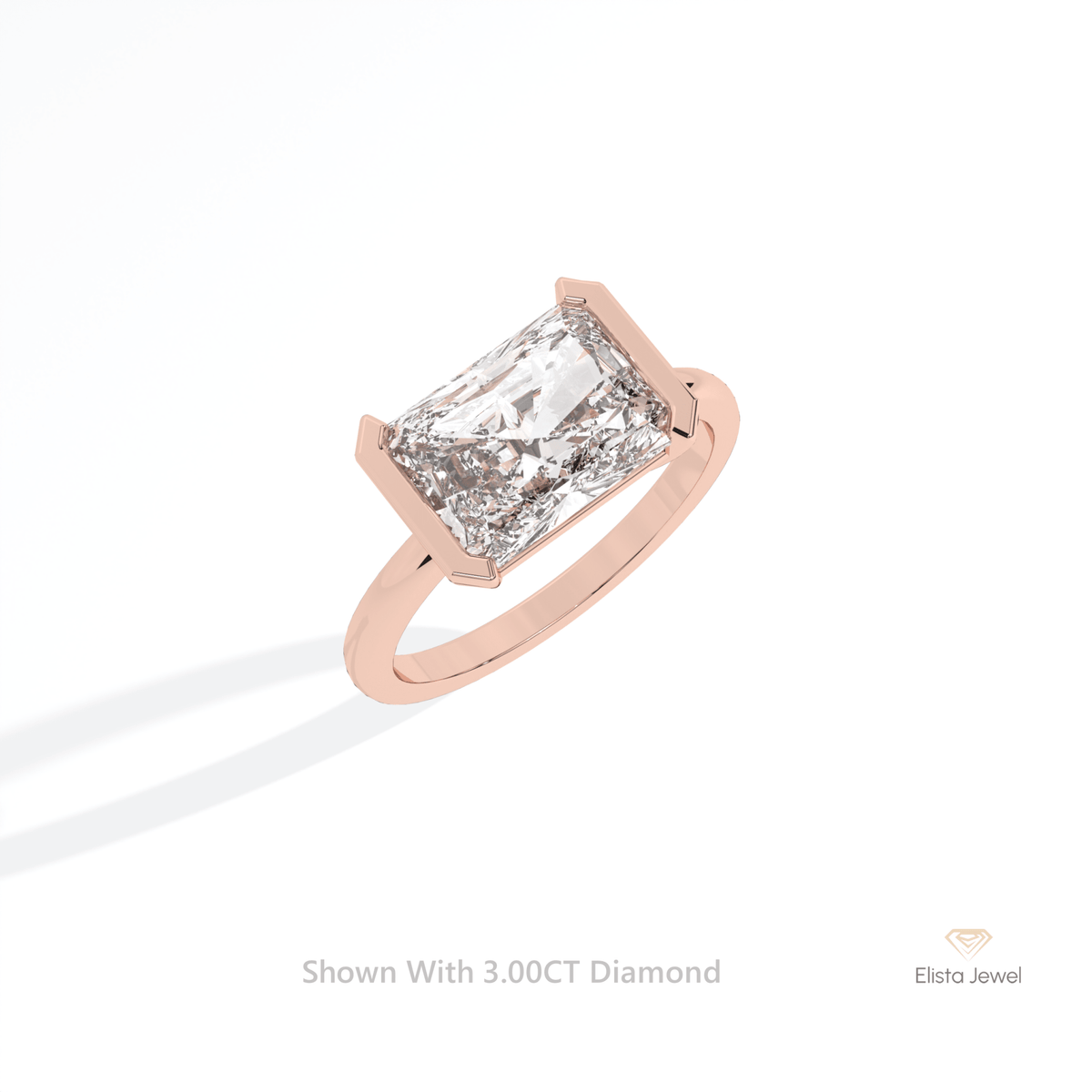 East West Radiant Cut Bezel Solitaire Lab Grown Diamond Ring in Platinum - Lifestyle View