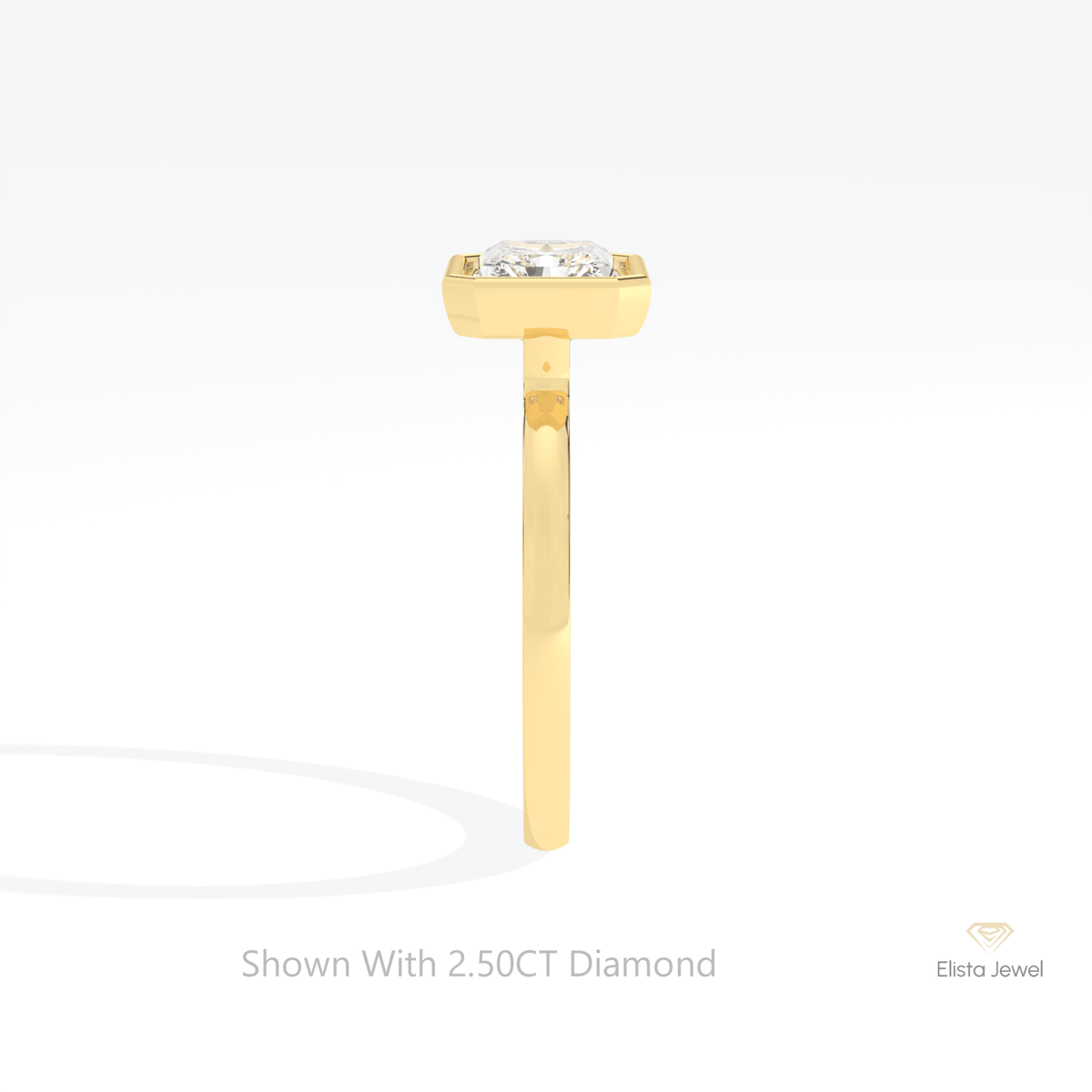 East West Radiant Cut Solitaire Lab Grown Diamond Ring in 14K White Gold - Top View