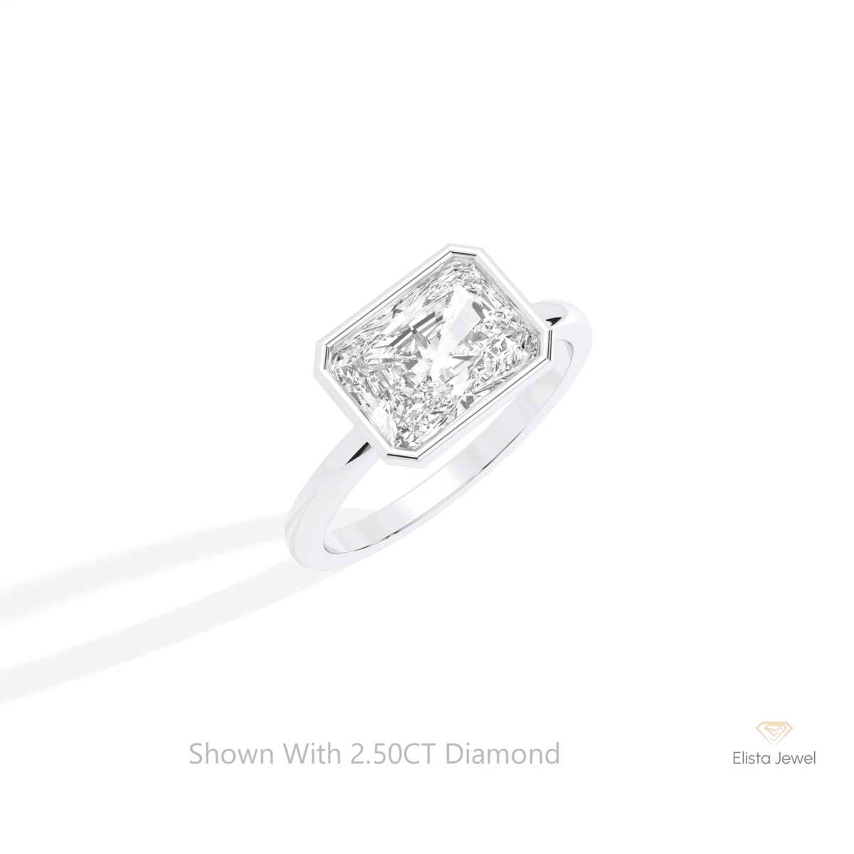 East West Radiant Cut Solitaire Lab Grown Diamond Ring in 14K Rose Gold - Profile View