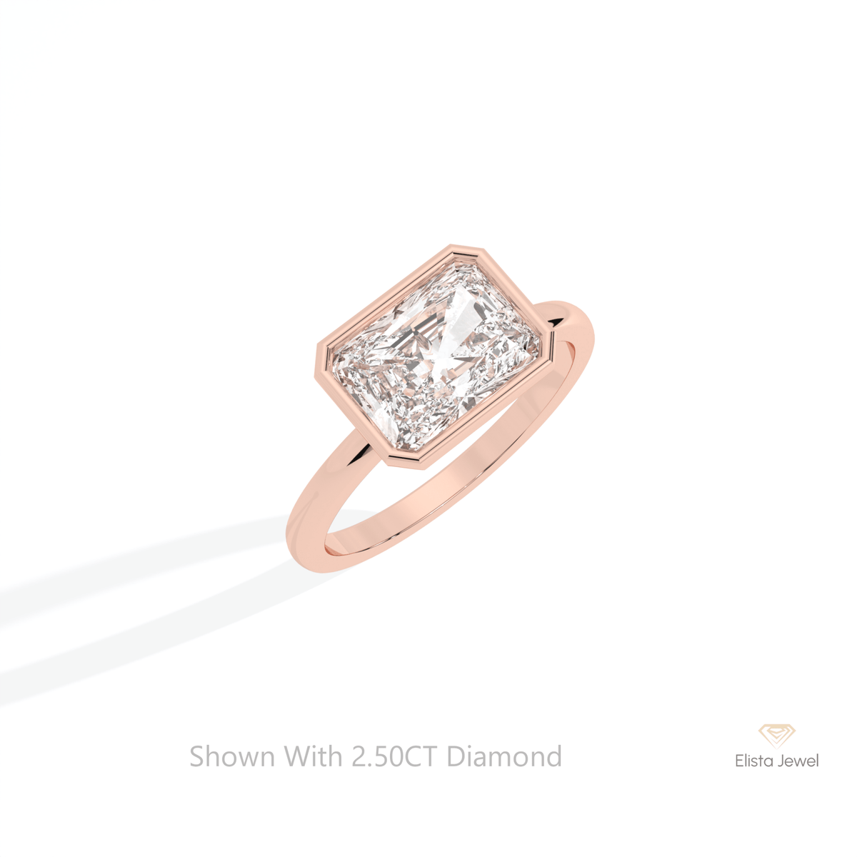 East West Radiant Cut Solitaire Lab Grown Diamond Ring in Platinum - Lifestyle View