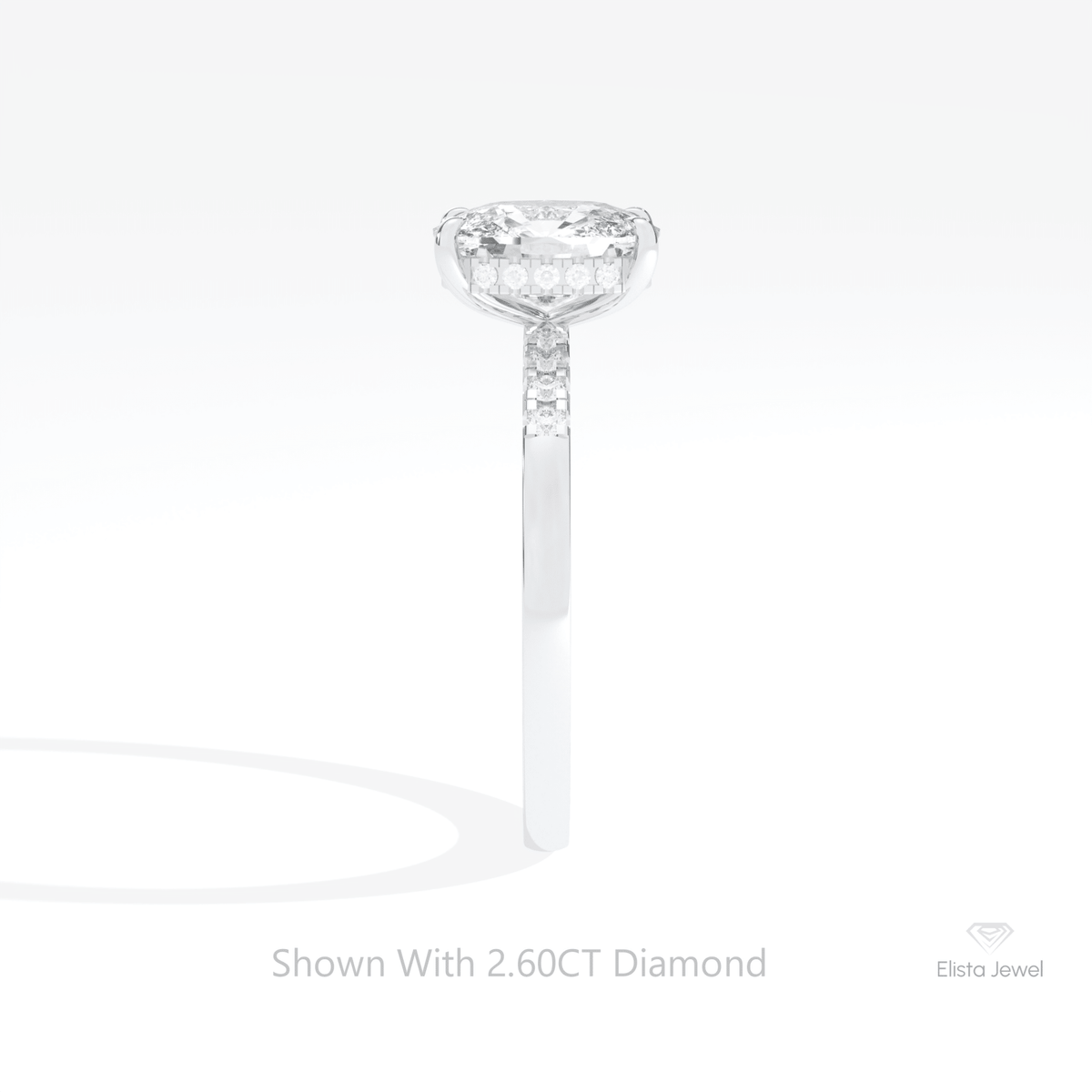 Elongated Cushion Cut Accent Lab Grown Diamond Ring in 18K Yellow Gold - Perspective View