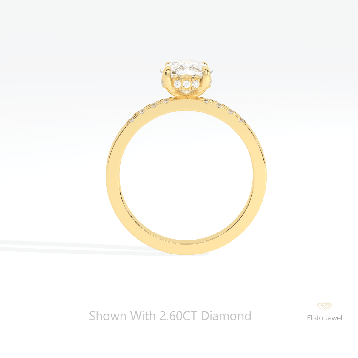 Elongated Cushion Cut Accent Lab Grown Diamond Ring in 10K Rose Gold - Angled View