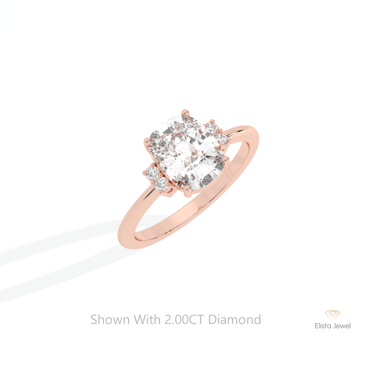 Elongated Cushion Cut Cluster Lab Grown Diamond Ring in Platinum - Lifestyle View