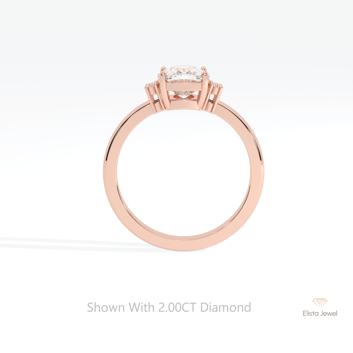 Elongated Cushion Cut Cluster Lab Grown Diamond Ring - Alternative View