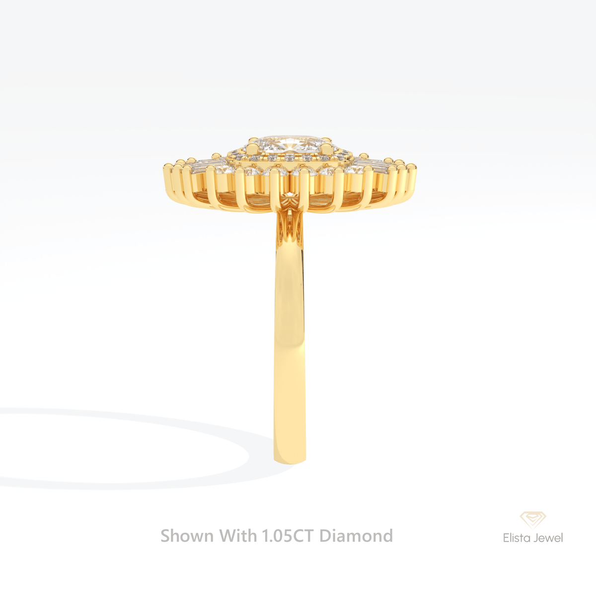 Elongated Cushion Cut Double Halo Art Deco Lab Grown Diamond Ring - Additional View