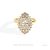Elongated Cushion Cut Double Halo Art Deco Lab Grown Diamond Ring in 18K Rose Gold - Ring on Hand View