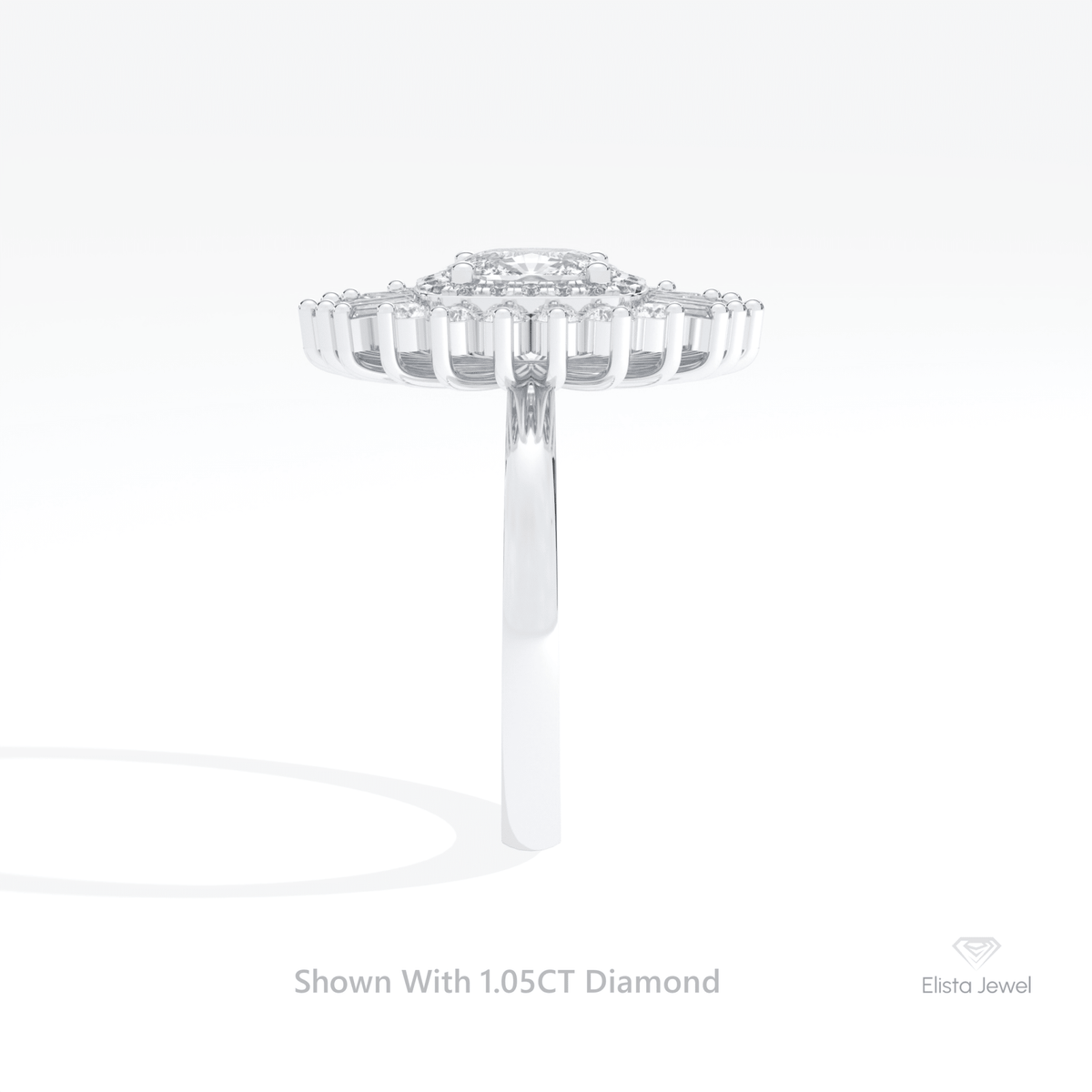 Elongated Cushion Cut Double Halo Art Deco Lab Grown Diamond Ring in 18K Yellow Gold - Perspective View