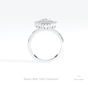 Elongated Cushion Cut Double Halo Art Deco Lab Grown Diamond Ring in 18K White Gold - Close-up View