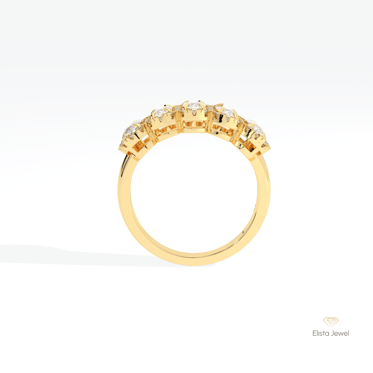 Elongated Cushion Cut Five Stone Lab Grown Diamond Ring - Alternative View