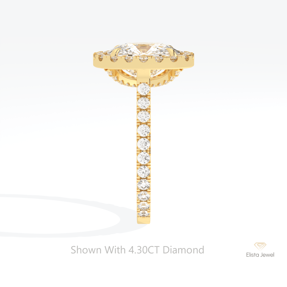Elongated Cushion Cut Halo Accent Lab Grown Diamond Ring - Additional View