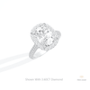 Elongated Cushion Cut Halo Wedding Lab Grown Diamond Ring in 14K Rose Gold - Profile View