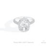 Elongated Cushion Cut Halo Wedding Lab Grown Diamond Ring in 14K Yellow Gold - Detail View