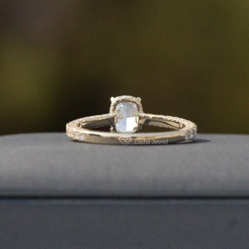 Elongated Cushion Cut Hidden Halo Engagement Lab Grown Diamond Ring - Lifestyle View