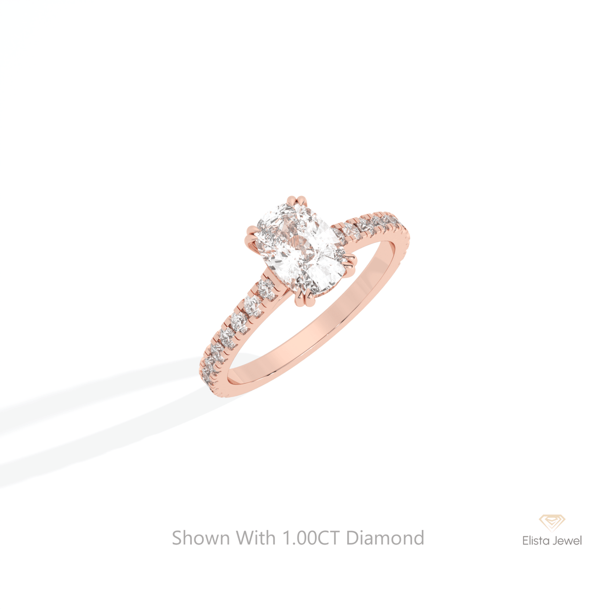 Elongated Cushion Cut Hidden Halo Lab Grown Diamond Ring in Platinum - Lifestyle View