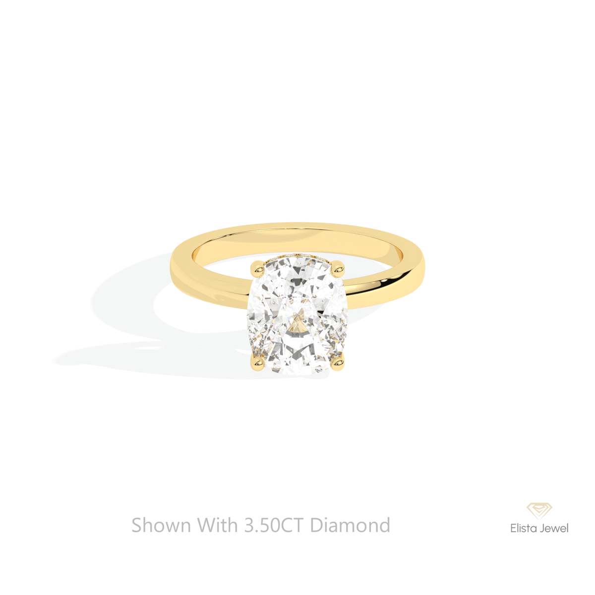 Elongated Cushion Cut Hidden Halo Lab Grown Diamond Ring in 10K White Gold - Front View