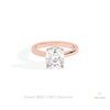 Elongated Cushion Cut Hidden Halo Lab Grown Diamond Ring in 18K Rose Gold - Ring on Hand View