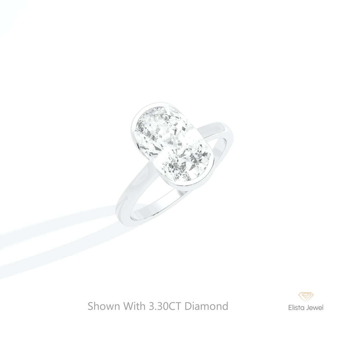 Elongated Cushion Cut Solitaire Lab Grown Diamond Ring in 14K Rose Gold - Profile View