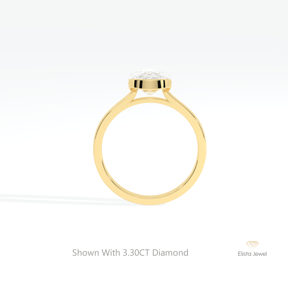 Elongated Cushion Cut Solitaire Lab Grown Diamond Ring in 10K Rose Gold - Angled View