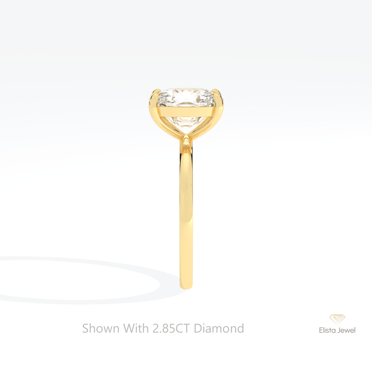 Elongated Cushion Cut Solitaire Lab Grown Diamond Ring in 14K White Gold - Top View