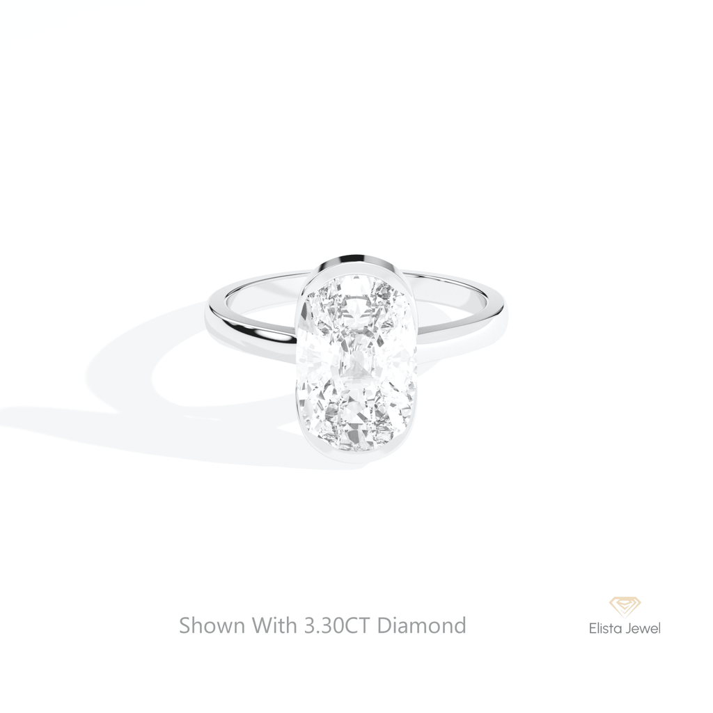 Elongated Cushion Cut Solitaire Lab Grown Diamond Ring in 14K Yellow Gold - Detail View