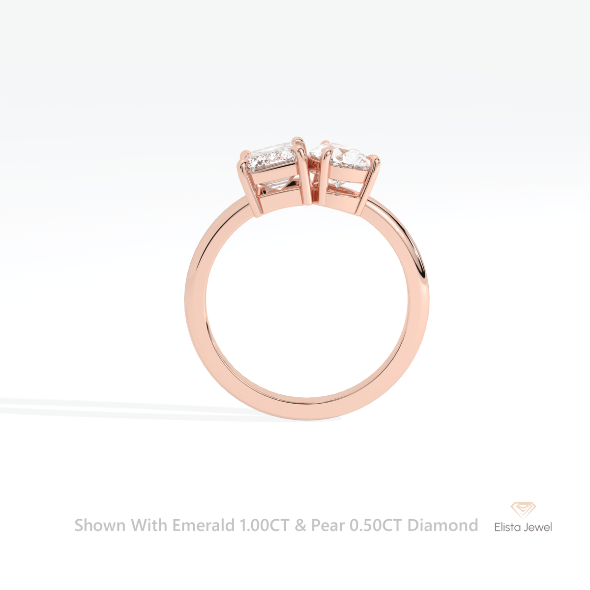 Emerald And Pear Cut Toi Et Moi Lab Grown Diamond Ring - Alternative View