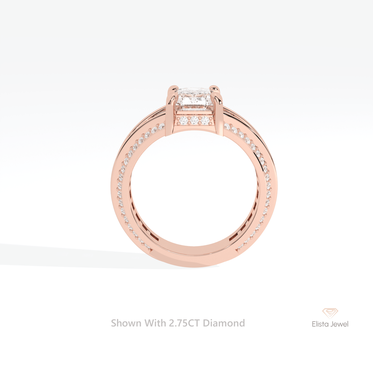 Emerald Cut Accent Art Deco Lab Grown Diamond Ring - Alternative View